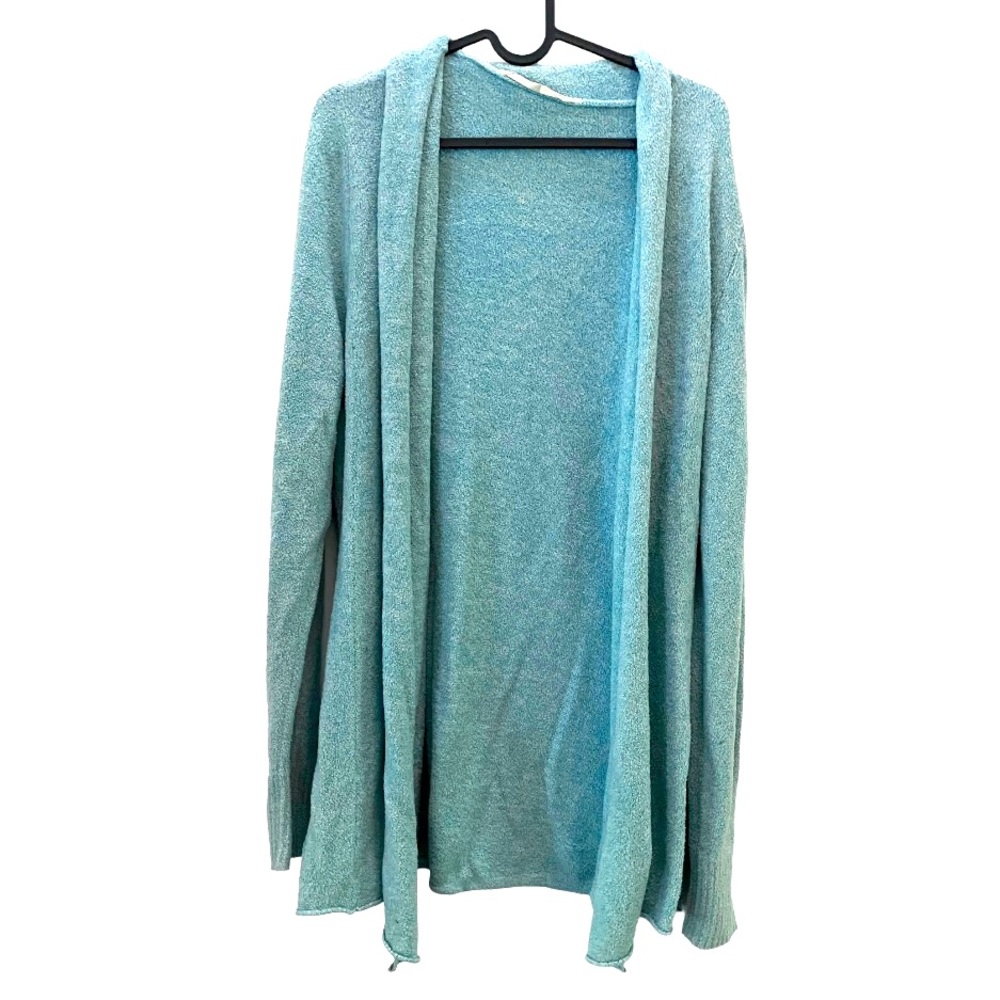 Athleta Sea Green Blue Cozy Knit Open Longline Cardigan Sweater